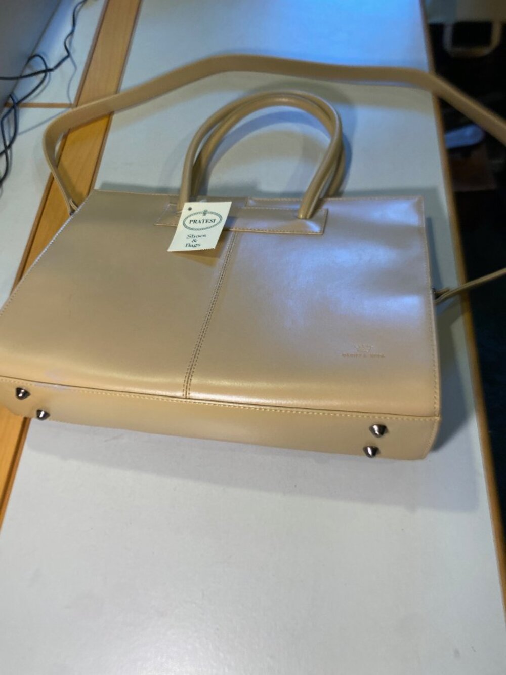 Daniela Moda Tan Genuine Leather Shoulder Bag Tote